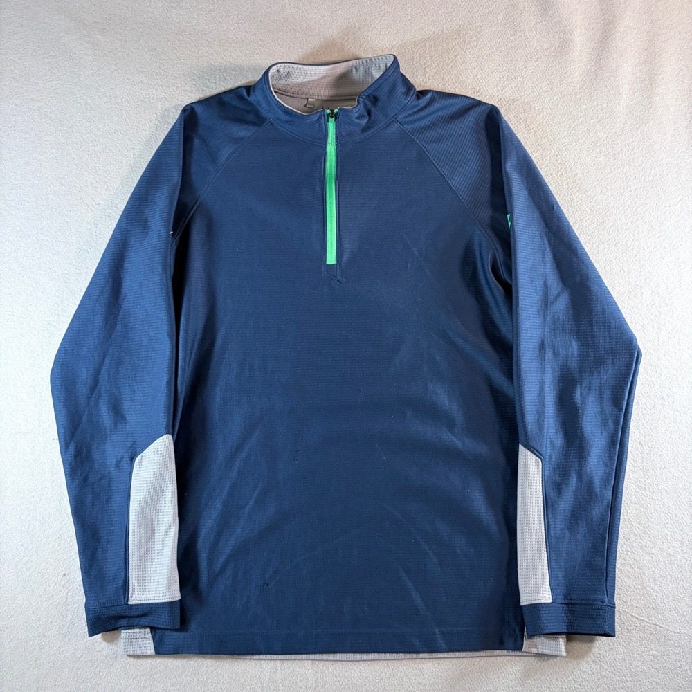 Under Armour Mens Large Loose 1/4 Zip Pullover Blue Gray Green Performance Shirt
